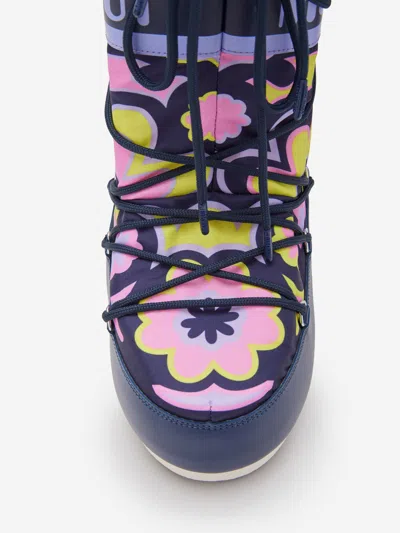 Moon Boot Girls Icon Flower Boots In Multicoloured