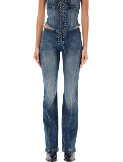 Misbhv Lara Laced Flare Leg Jeans In Malibu Blue