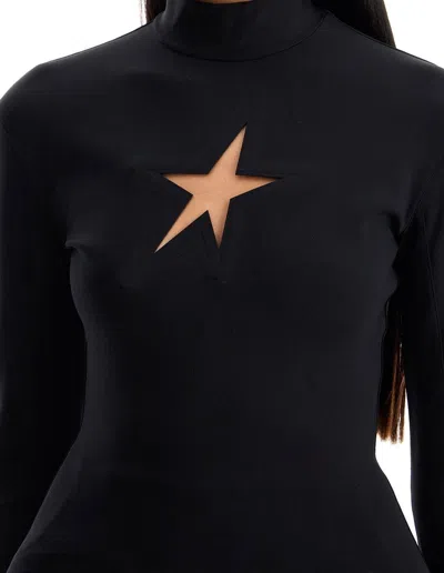 Mugler Long-sleeved Star Top For In Black