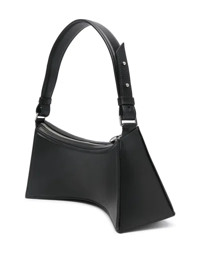 Mugler Leather Zenith Hobo Bag With Frontal Logo In Black