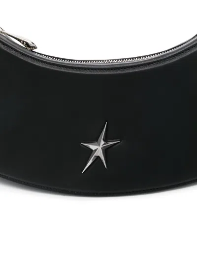 Mugler Leather Zenith Hobo Bag With Frontal Logo In Black