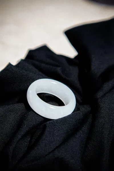 Seree Tee White Jade Stone Ring In White