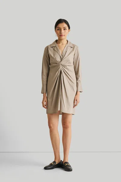 Reistor Front Twist Dress In Ecru In Beige