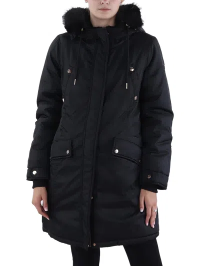 Jessica Simpson Womens Insulated Hooded Parka Coat In Black