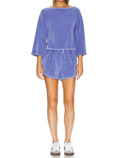 Nation Ltd Fern Terry Cloth Shorts In Wedgewood In Gold