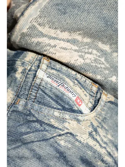 Diesel Midi Skirt In Floating Devoré Denim In 01 Denim