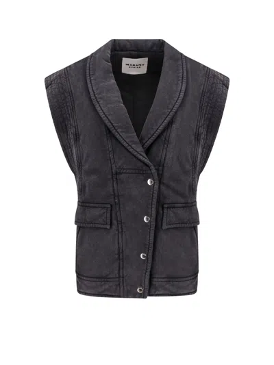 Shop Marant Etoile Cotton Vest With Embroidered Logo