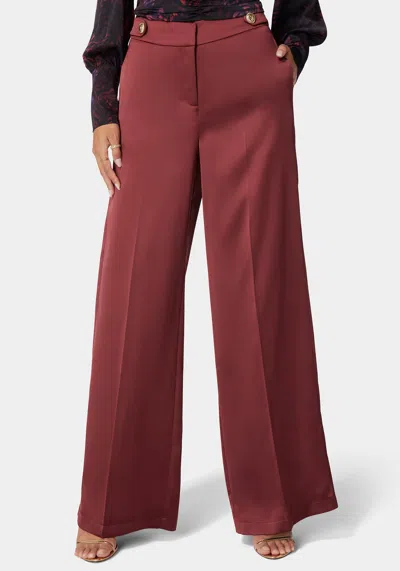 Bebe High Waist Palazzo Satin Pant In Astro Dust