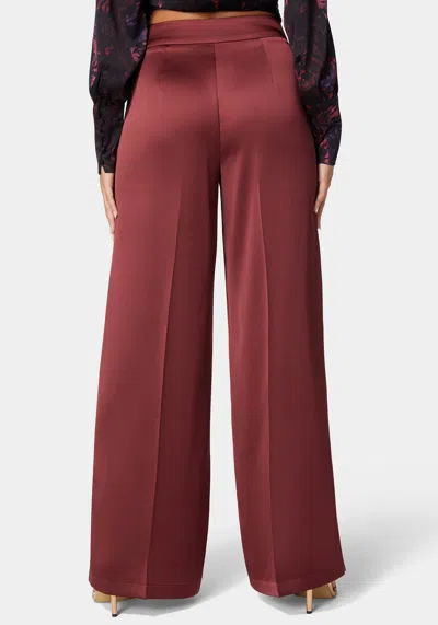 Bebe High Waist Palazzo Satin Pant In Astro Dust
