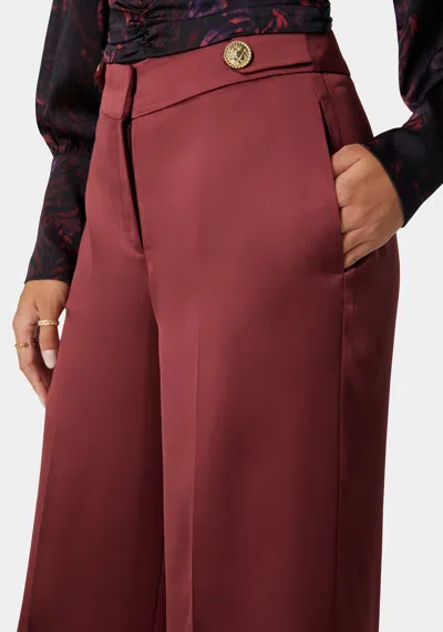 Bebe High Waist Palazzo Satin Pant In Astro Dust