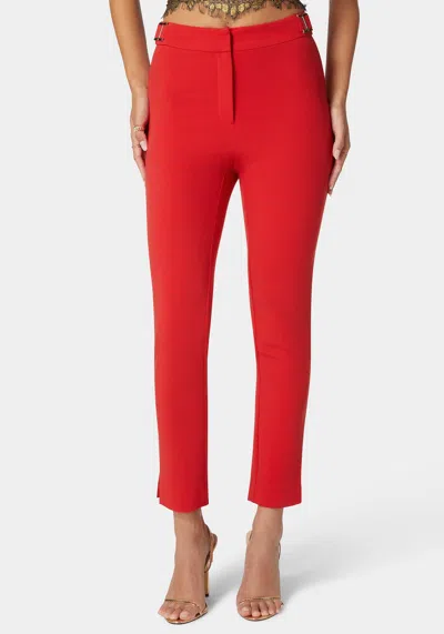 Bebe Natural Waist Side Tab Skinny Leg Twill Pant In Salsa
