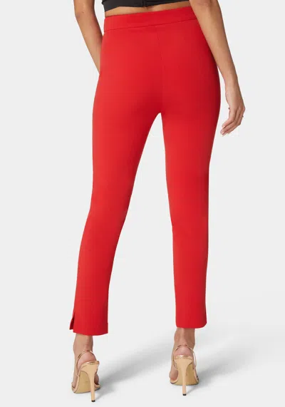 Bebe Natural Waist Side Tab Skinny Leg Twill Pant In Salsa