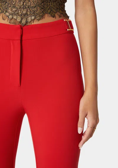Bebe Natural Waist Side Tab Skinny Leg Twill Pant In Salsa