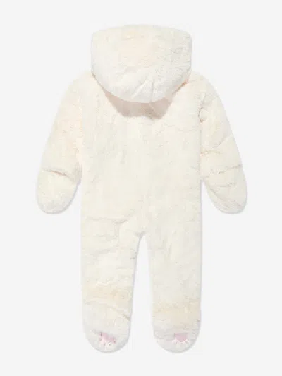 Guess Baby Faux Fur Snowsuit In Ivory