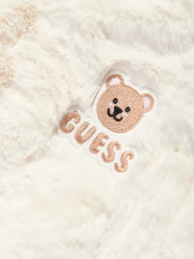 Guess Baby Faux Fur Snowsuit In Ivory