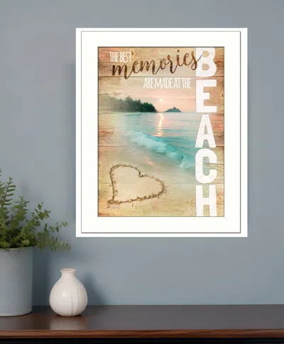 Homezia Beach Memories 3 White Framed Print Wall Art