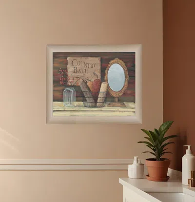Homezia Country Bath 4 Brown Framed Print Bathroom Wall Art