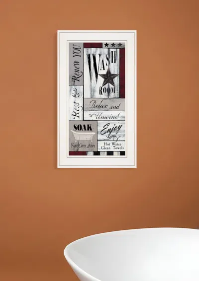 Homezia Soak Your Cares Away 1 White Framed Print Bathroom Wall Art