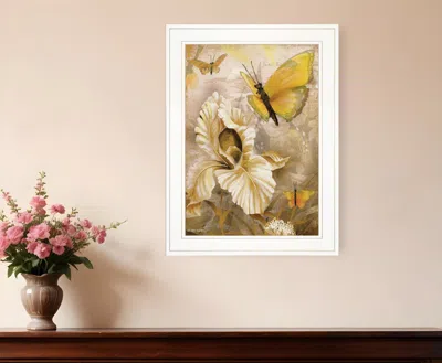 Homezia Flowers And Butterflies I 2 White Framed Print Wall Art