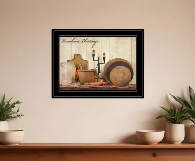 Homezia Farmhouse Blessings 3 Black Framed Print Kitchen Wall Art