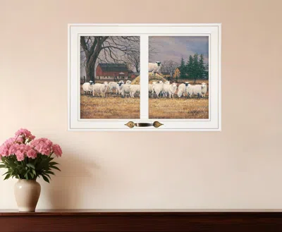 Homezia Wool Gathering 2 White Framed Print Wall Art