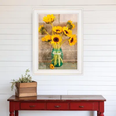 Homezia Country Sunflowers I 1 White Framed Print Wall Art