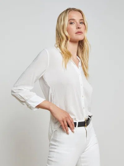 L Agence Kendra Coated Cropped Flare Jean In White