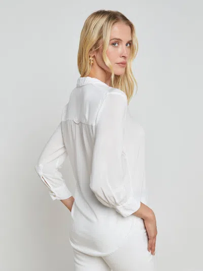 L Agence Kendra Coated Cropped Flare Jean In White