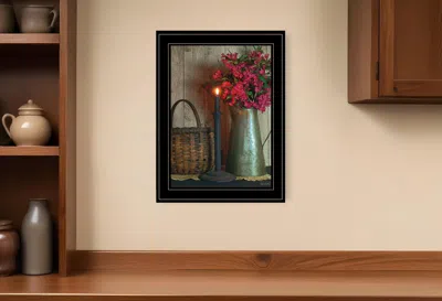 Homezia Basket And Blossoms Black Framed Print Wall Art