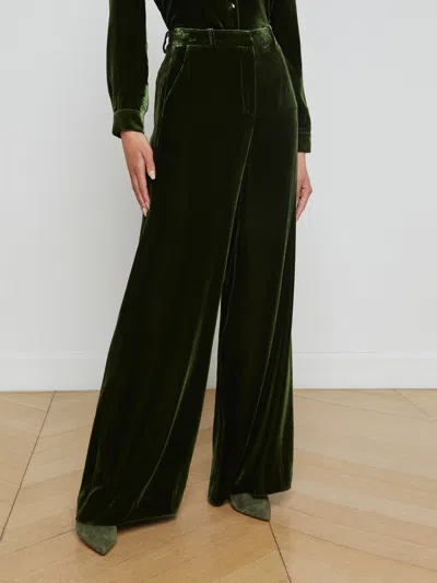 L'agence Pilar Velvet Pant In Deep Olive