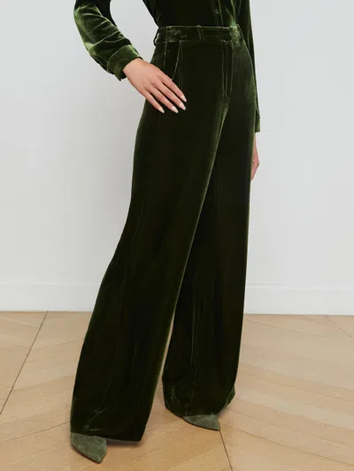 L'agence Pilar Velvet Pant In Deep Olive