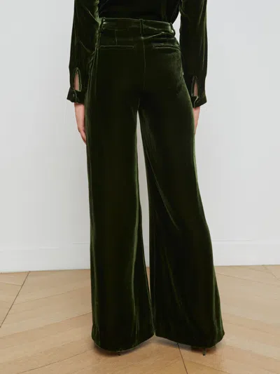 L'agence Pilar Velvet Pant In Deep Olive