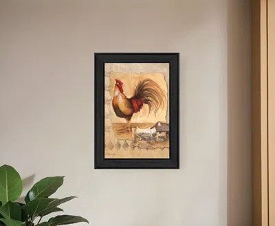 Homezia Rooster Montage Ii Black Framed Print Wall Art