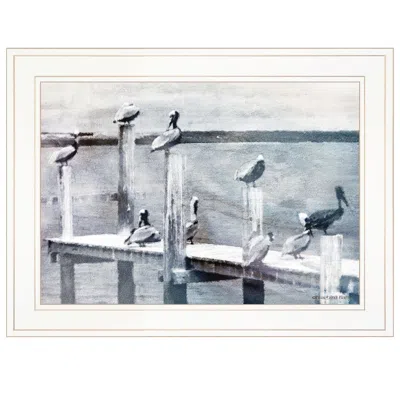 Homezia Birds On A Pier 2 White Framed Print Kitchen Wall Art