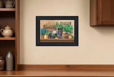 Homezia Antiques And Herbs Black Framed Print Kitchen Wall Art