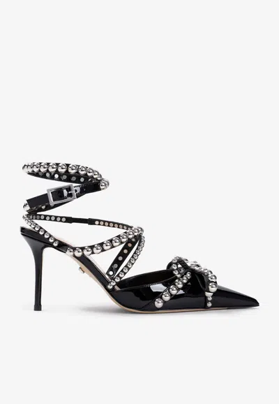 Mach&mach Crystal Studs Strappy Stiletto Pumps In Black