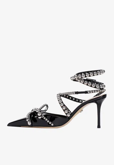 Mach&mach Crystal Studs Strappy Stiletto Pumps In Black