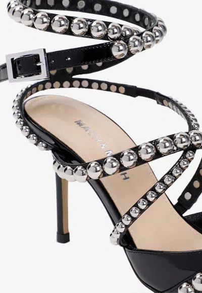 Mach&mach Crystal Studs Strappy Stiletto Pumps In Black