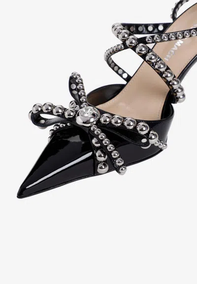 Mach&mach Crystal Studs Strappy Stiletto Pumps In Black