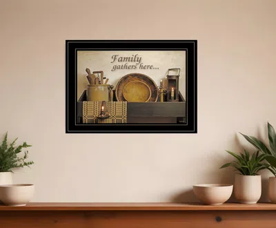 Homezia Family Gather Here 3 Black Framed Print Kitchen Wall Art