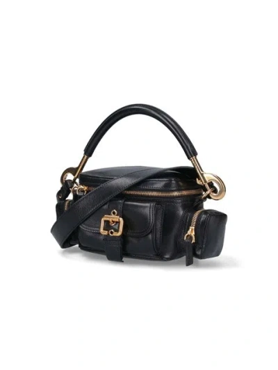 Chloé Leather Camera Handbag Adjustable Strap In Black