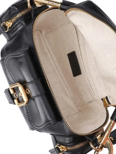 Chloé Leather Camera Handbag Adjustable Strap In Black