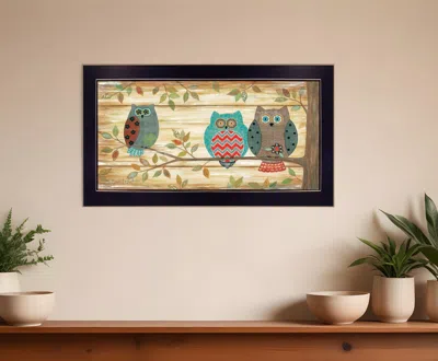 Homezia Three Wise Owls 1 Black Framed Print Wall Art