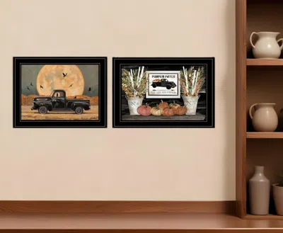 Homezia Set Of Two Harvest Moon 2 Black Framed Print Kitchen Wall Art