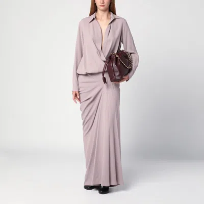 Dries Van Noten Pink Long Draped Skirt In Pink