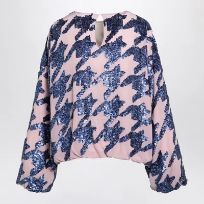 Dries Van Noten Pink Sequined Silk Blouse In Brown