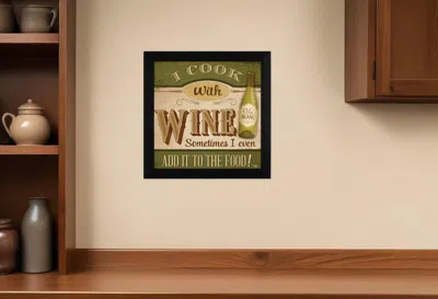 Homezia I Cook With Wine Black Framed Print Kitchen Wall Art
