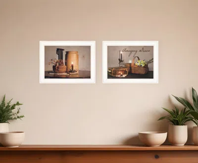 Homezia Set Of Two Amazing Grace 5 White Framed Print Kitchen Wall Art