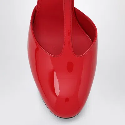 Ferragamo Lysandra 95 T-strap Pumps In Patent Leather In Red