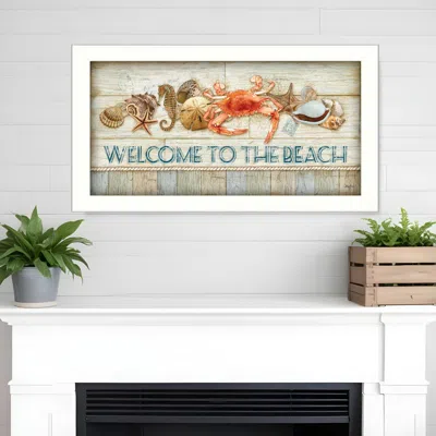 Homezia Welcome To The Beach White Framed Print Wall Art
